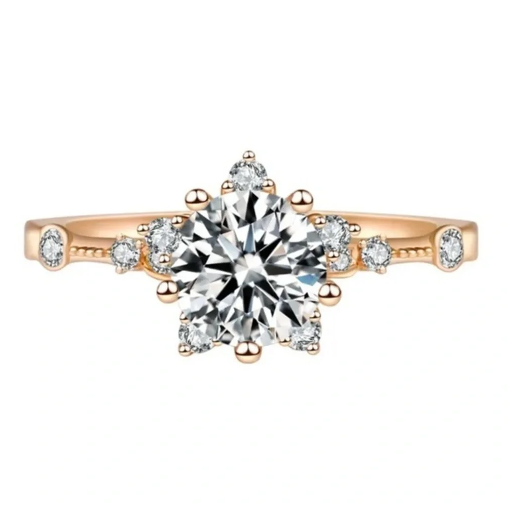 New Elegant 18k Yellow Gold Plated Rings Cubic Zirconia Women - Picture 3 of 4